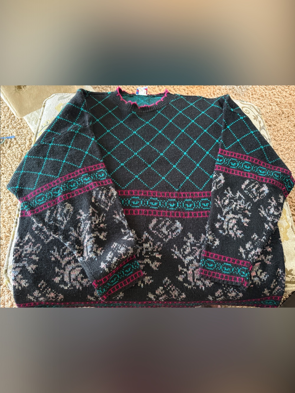 Women’s centennial knits vintage 1980 sweater geometric pattern